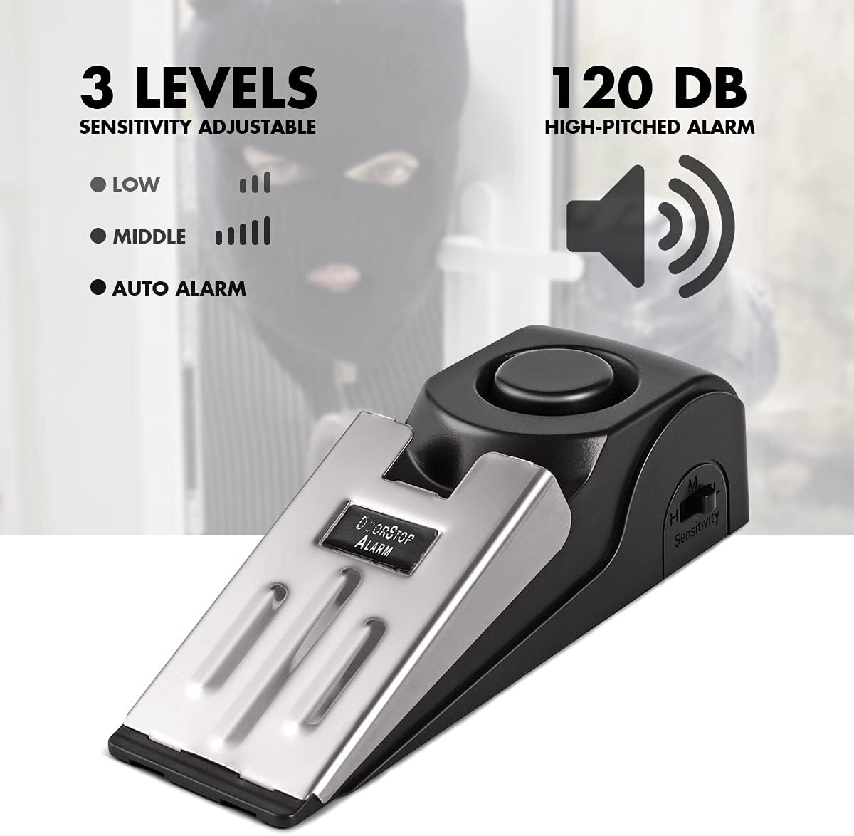 Door Wedge Alarm - Kapı Durdurma Alarmı, 120DB Güvenlik Alarmlı