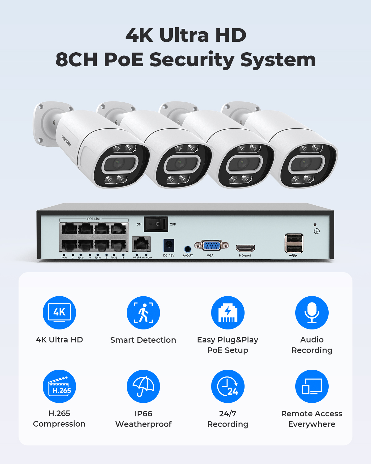 H.View 4K 5Mp 8Mp Poe CCTV Güv - Home Security Ideas incelemesi ve fiyatı